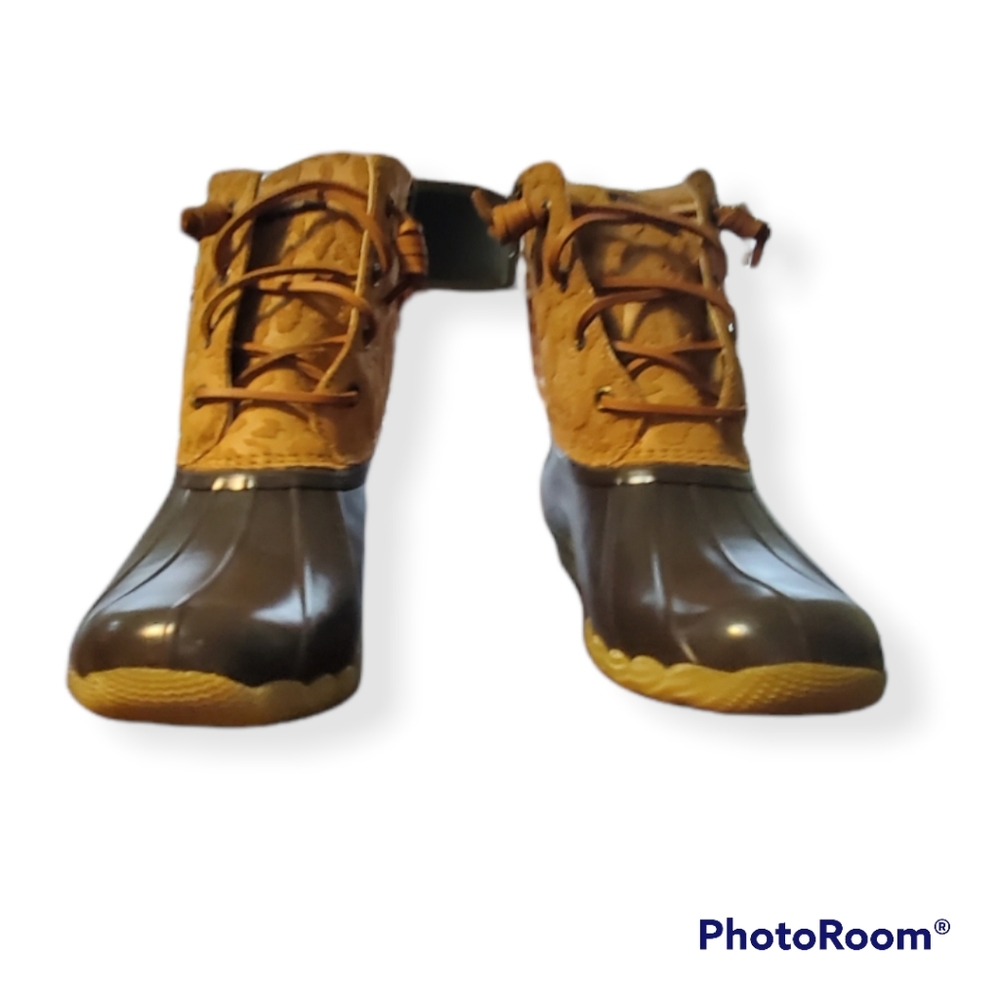 Sperry Cheetah Print Duck Boot New In Box Women's Size 8 An All-Weather Boot